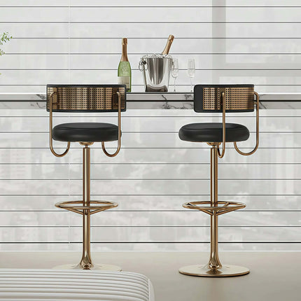 Modern Style Hotel Restaurant Luxury Gold Bar Chair Villa Dining Room Metal Frame Fabric Upholstered High Chair Furniture