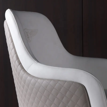 Majestic Grey Leather Chair with Artistic Quilted Design