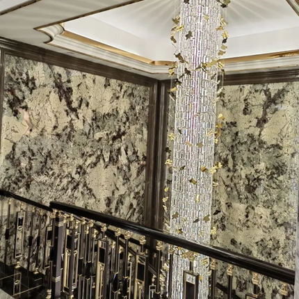 Custom New European Gold Empire Luxury Crystal Chandelier Modern Square Rectangle Pendant Lights Oval Remote Control for Wedding