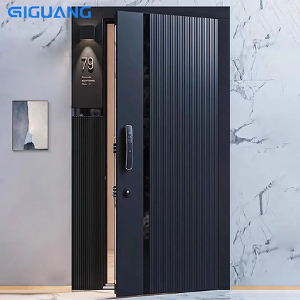QIGUANG America Style Multilock Villa Entrance Front Cast Aluminum Door Security Luxury Black Security Entry Pivot Door For Home
