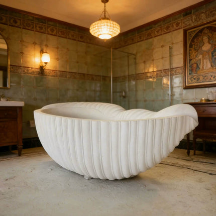 Sea Shell Design Bathroom Free Standing Marble Bathtubs Conch-Shaped Stone Modern Hotel Decoration Bathtub