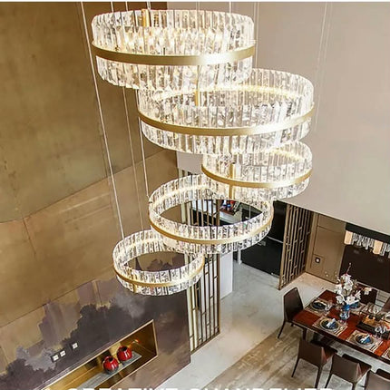Modern Design Indoor Decoration Hotel Villa Custom Crystal Ring LED Chandelier Pendant Light