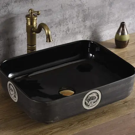 Custom Low Price Gold and Black Gold Square Bathroom Countertop Table Top Art Wash Sink Basin Bathroom Sink For Hotel