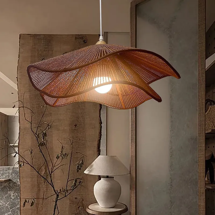 Wabi Sabi Style Pendant Light Zen Tea Room Homestay Retro Dining Room Art Rope Woven Lamp