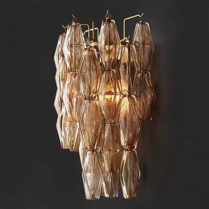 Modern Nordic Gold Light Smoke Glass Sconce Bedroom Hotel Bedside Crystal Wall Lamp For Living Room