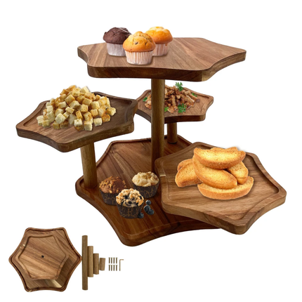 Acacia Wood Multi-Layer Dessert Cake Stand For Wedding Party