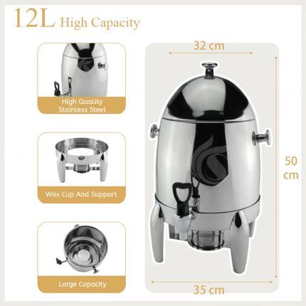 Hotel Banquet Stainless Steel Beverage Dispenser Coffee Tea Economic Juice Chafing Dish Catering Fuel Heating 19L Model