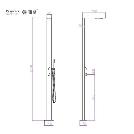 304 Stainless Steel Long Lasting Outdoor Shower Sturdy Poolside Shower Unit