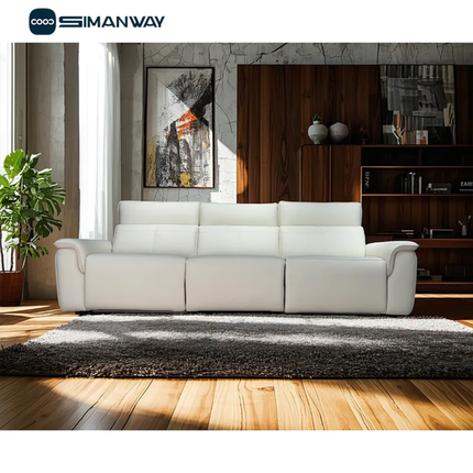 Contemporary Top-Grain Leather Triple-Cushion Power Reclining Sofa