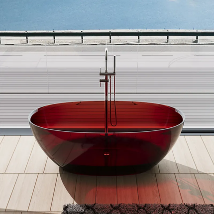 Deep Crimson Transparent Resin Bath Italian Design Stylish Comfortable Space Masterpiece