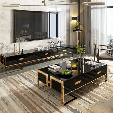Moderno luxury TV stand stainless steel leg with acrylic wooden TV cabinet for living room bedroom hall workshop entry