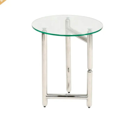 Hot Selling Luxury High Gloss Round Side Table Tempered Glass Top Coffee Table For Home Restaurant Bar Cafe