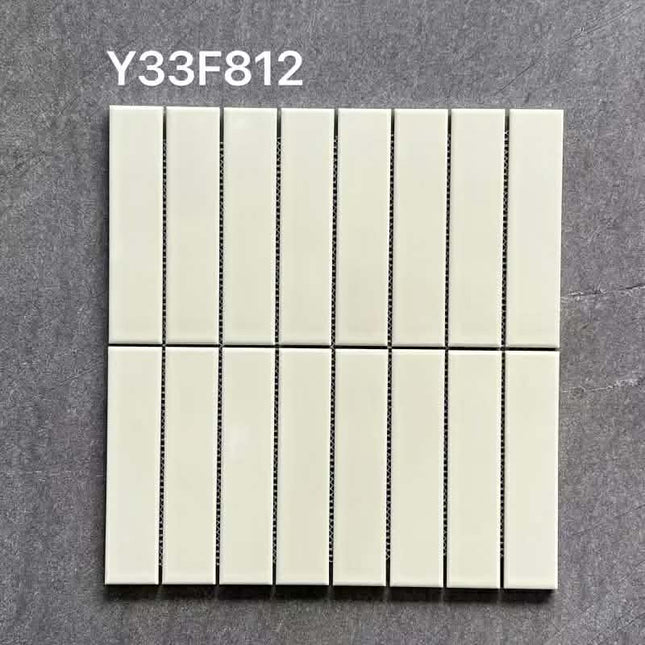 White Strip Ceramic Mosaic Tile For Interior Wall Backsplash in Kitchen Bathroom & Balcony
