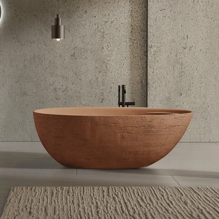 Modern Matte Black Freestanding Bathtub One Piece Solid Surface Artificial Stone Eco-Friendly for High End Home Spa