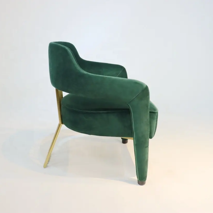 Custom Italian Designer Green Pink Velvet Fabric Metal Leg Dining Chair Modern Lounge