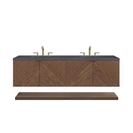 Stylish Custom Wall‑Mounted Solid Wood Bathroom Vanity With Smooth Pull‑Out Drawers and Spacious Storage Shelf.