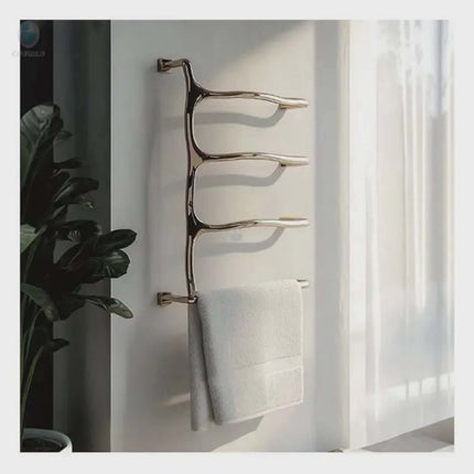 304 Stainless Steel Wall Mounted Heated Towel Rail Gold Design for Bathroom