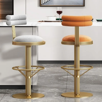 Italian Luxury Stainless Steel Bar Stool Modern Simple High Stool for Dining Living Room and Home Bar Rotating Cafe Chair