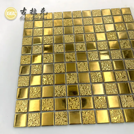 30×30 Gold Mosaic Tile Square Shiny Ceramic Mosaic Tile