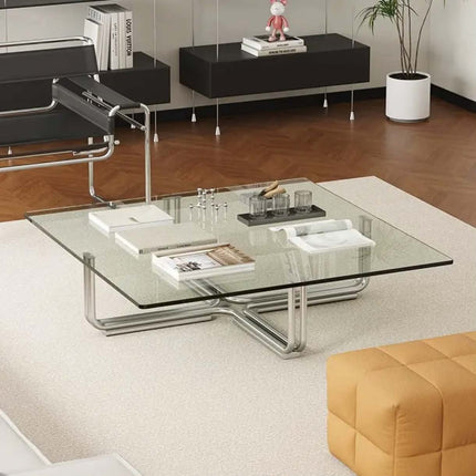 Made of FiberGlass And Tempered Glass Nordic Style Luxury Small HouseHold Apartment Coffee Table Inspired By Ancient Middle Eastern Design Tempered Glass Side Table