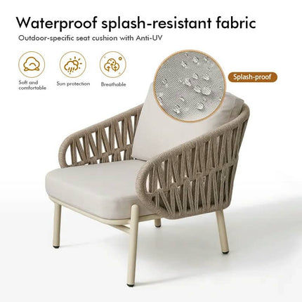 Modern Hotel-Style Outdoor Sofa Set with Rope and Aluminum Frame Waterproof Eco-Friendly Durable