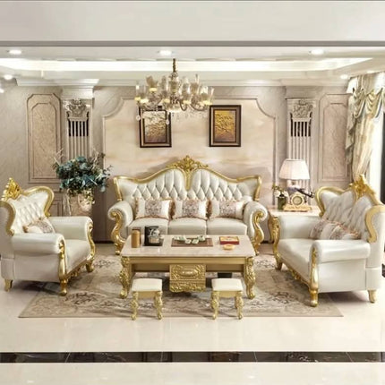 European Design Modern Luxury Style Royal Genuine Leather Sofa Couches Set Single 2 3 Seater Living Room Live Sofas Furniture
