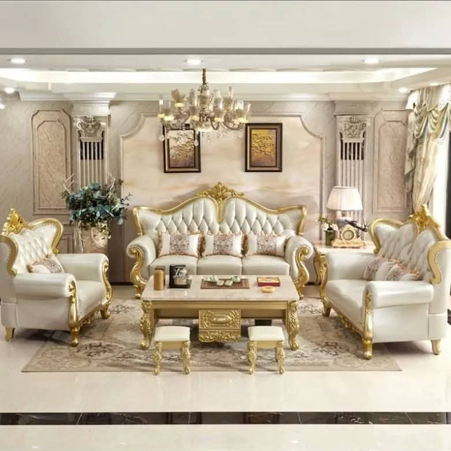 European Design Modern Luxury Style Royal Genuine Leather Sofa Couches Set Single 2 3 Seater Living Room Live Sofas Furniture