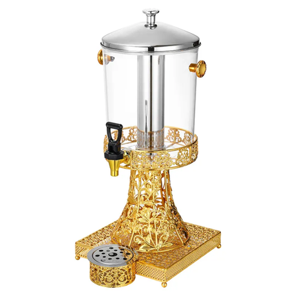 Luxury Commercial Catering Equipment 8L Gold Stainless Steel Plastic Beverage Dispenser Portable Cold Juice Dispenser