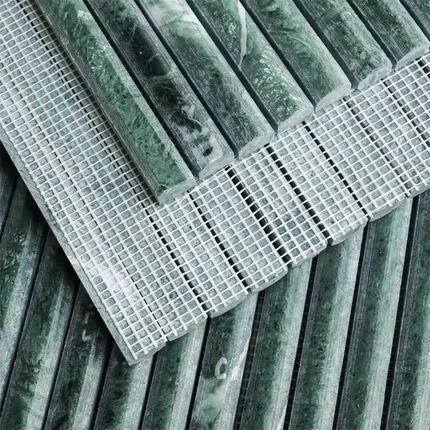300x310mm Millimeter Emerald Green 3D Grooved Raised Strip Marble Mosaic Natural Stone Tile Wall Bathroom Shower