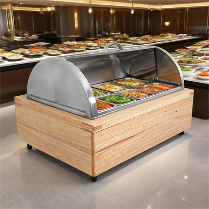 Buffet Food Warmer Ice Pack Powered Stainless Steel Bain Marie Chafing Dish Modular Design Brushed Finish Food-Grade Material