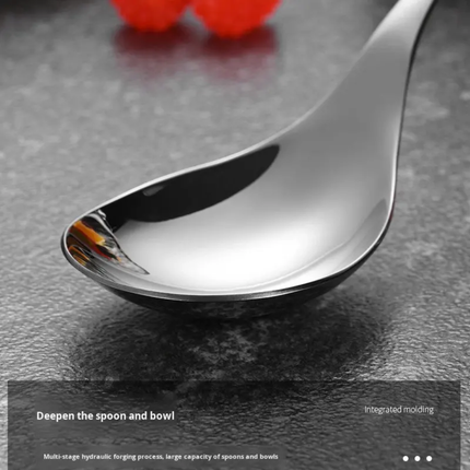 Long Handle Minimalist Style 304 Stainless Steel Simple Mirror Thickened Deepened Finish Rice Mixing Soup Serving Spoon