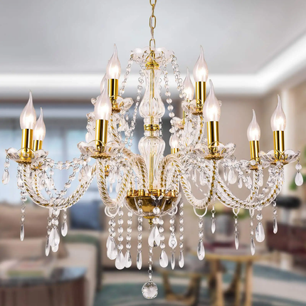 Customizable Luxury LED Big Hanging Lamp For Apartment Villa K9 Crystal Candle Chandeliers Lighting For Living Room