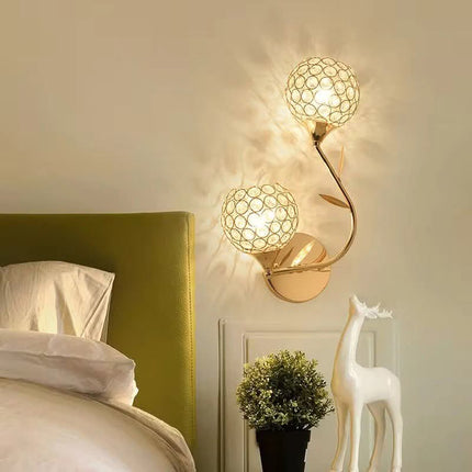 Double-Headed Symmetrical Iron Crysta Wall Lamp with LED Light for Living Room Bedroom Staircase and Aisle