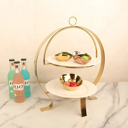 British Luxury Afternoon Tea Dim Sum Rack Three-Layer Tray Plate Cake Tea Break Dessert Display Stand Hotel
