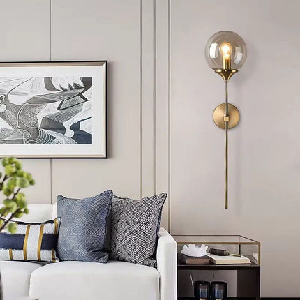 Minimalist Creative Round Glass Ball Wall Light Indoor Modern Gold Light Luxury Hotel Decoration
