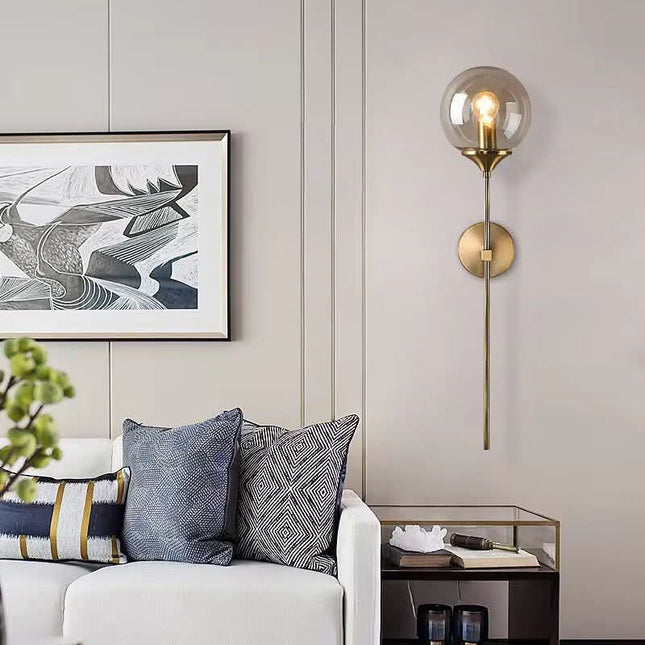 Minimalist Creative Round Glass Ball Wall Light Indoor Modern Gold Light Luxury Hotel Decoration