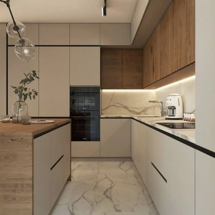 Custom Modern Lacquer Plywood Panel Cheap L Shaped Kitchen Design Cabinet For Small Kitchen