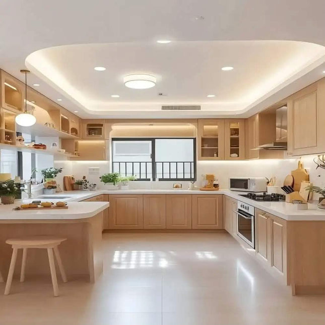 Whole House Custom Integrated Cabinets, Warn Wabi-Sabi, Open Small Space, Built-in Infrared Cooktop