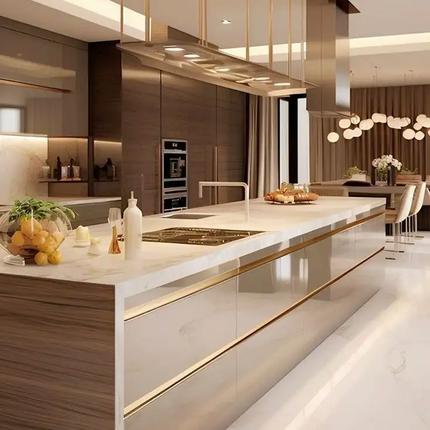 Whole House Custom Integrated Cabinets, Warn Wabi-Sabi, Open Small Space, Built-in Infrared Cooktop