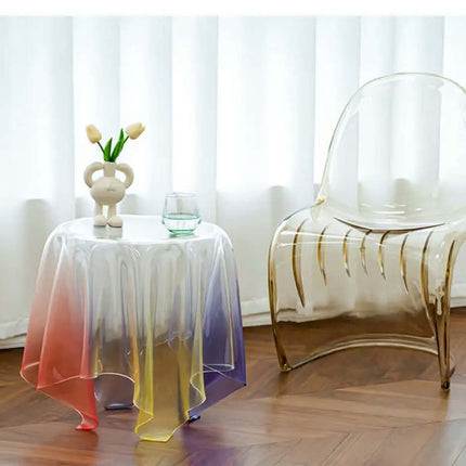 Coffee Table Gradient Transparent Acrylic Draped Cloth Sculpture Design Modern/Contemporary Living Room & Bedroom Side/End Table