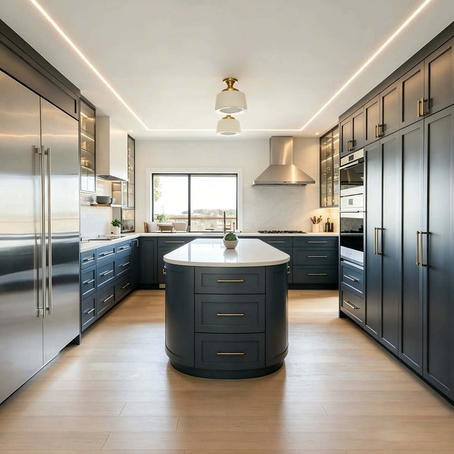 Modern Farmhouse Shaker Style Plywood Pre-Assembled Custom Design Island Modular RTA Eco-Friendly Fireproof 1 Kitchen Cabinet