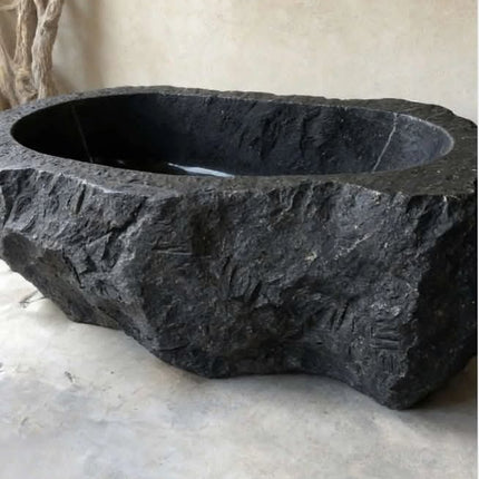 Freestanding River Stone Bathtub Marble Bathroom Black Natural Stone Bathtub