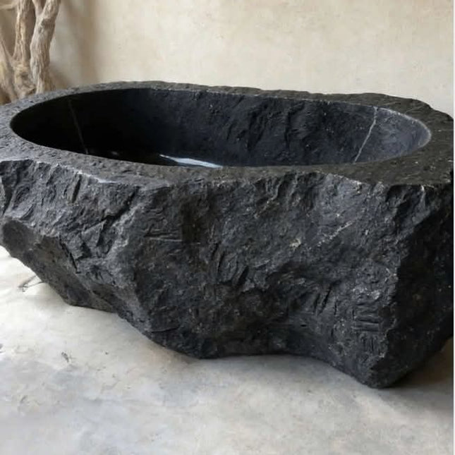 Freestanding River Stone Bathtub Marble Bathroom Black Natural Stone Bathtub