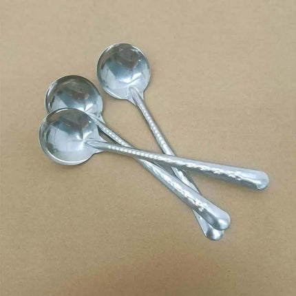 Cheap Bulk 18/0 Stainless Steel Round Spoons Set Silver Machine Polish Long Handle Soup Spoon For Home Restaurant