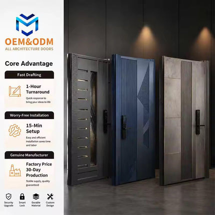 Customized Modern Security Residential Villa Stainless Steel Exterior Anti-Theft Entry Door For Houses Hotel