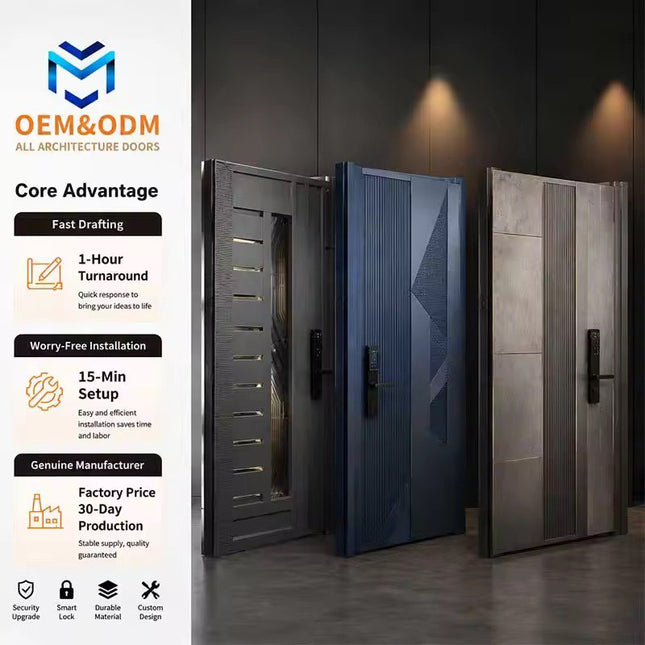 Customized Modern Security Residential Villa Stainless Steel Exterior Anti-Theft Entry Door For Houses Hotel