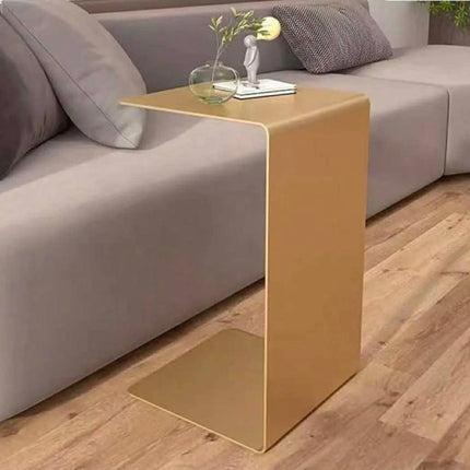 Light Luxury Italian C-Shaped Side Table - Stainless Steel Right Angle Bay Coffee Table For Modern Living Room