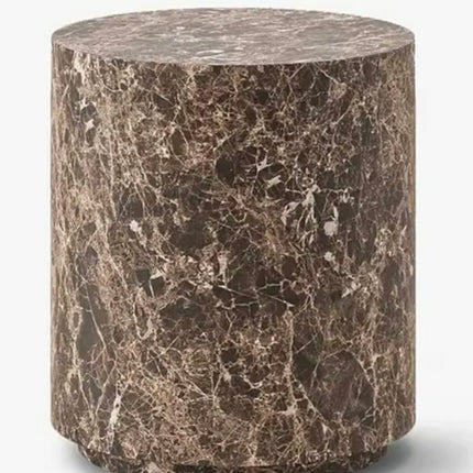 Natural Marble Side Table Design Home Furniture Brown Luxury Cylinder Stone Pillar Sofa Plinth Side Table Bedroom Side Table