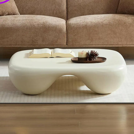 Made of FiberGlass Cream Fiberglass Irregular Shape Modern Minimalist Low coffee Table Living Room Furniture