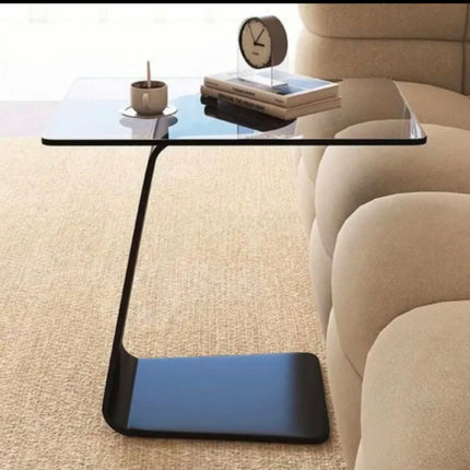 Nordic Style Modern Living Room Sofa Small Coffee Table Hardened Tempered Glass C-Shaped Integrated Carbon Steel Home Furniture